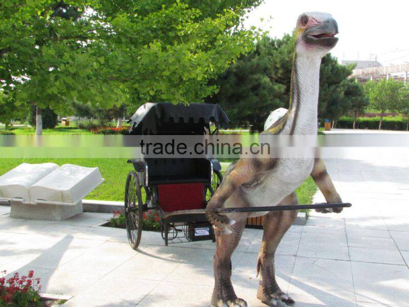 Amusement Park Equipment Animatronic Dinosaur Pulling Car