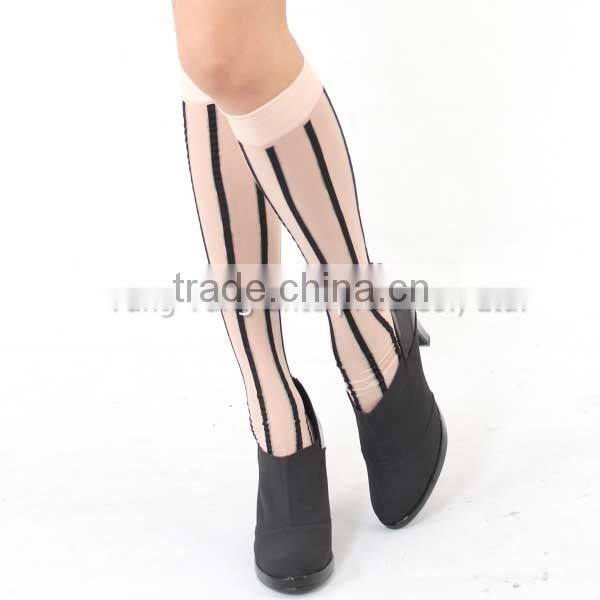 High Qulity Colorful Stripee Silk Knee Socks