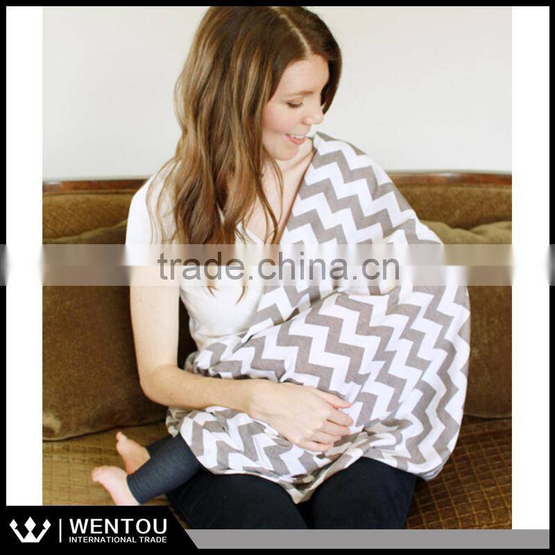 Striped Zig Zag Jersey Breasfeeding Cover Nursing Shawl Infinity Nursing Hand Dyed Scarf