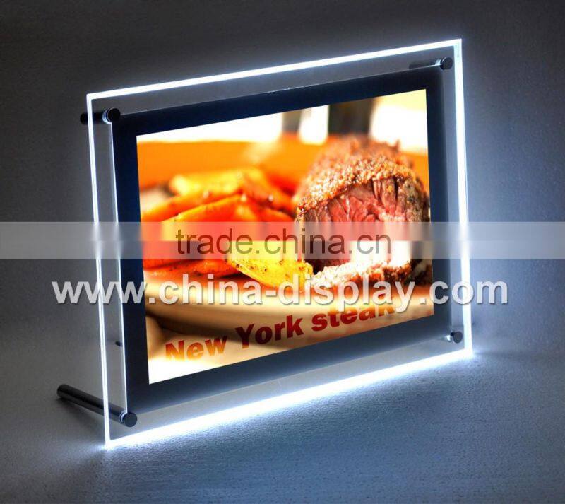 Hot sales advertising acrylic slim light box crystal solar powered led display
