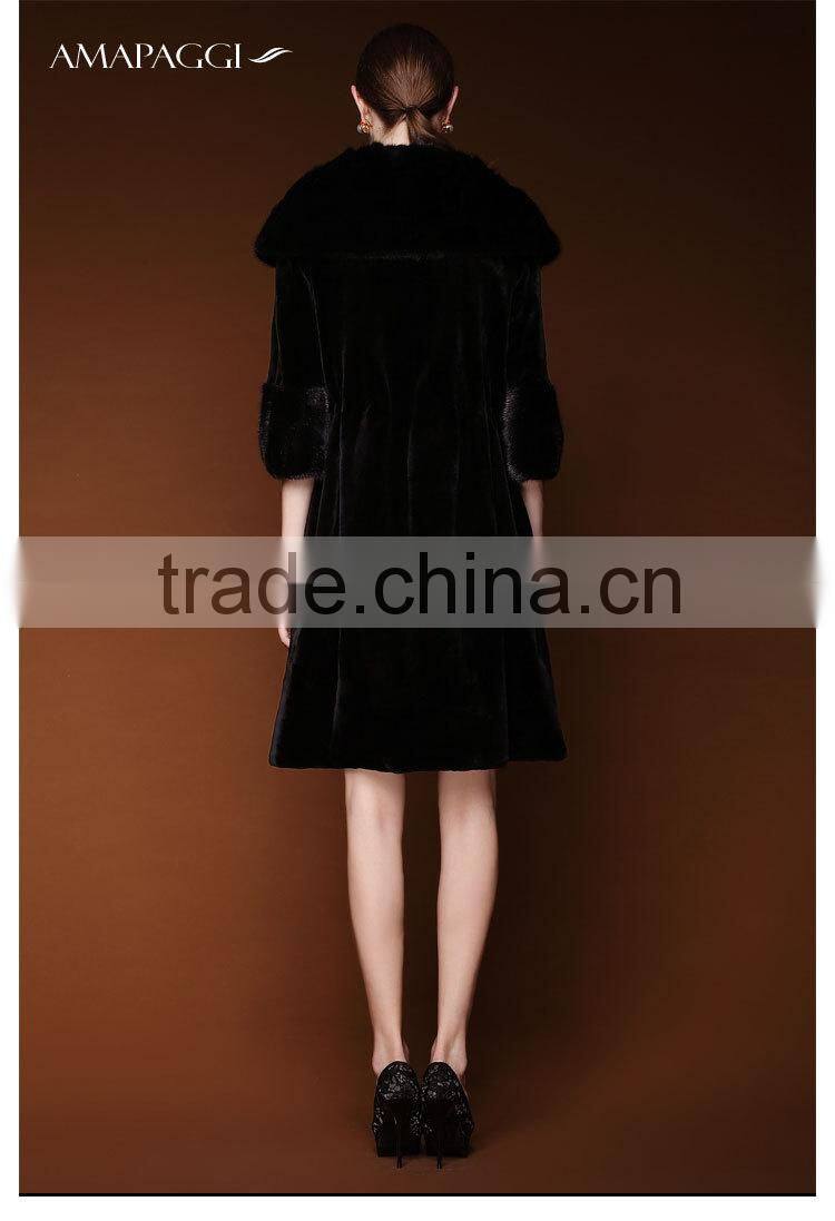 factory price plus size russian style black long mink fur coat for winter