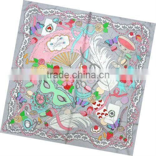 Laday's Fashion Print Customer Brand Silk Scarf