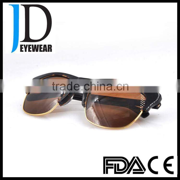 2016 summer 100% handmade acetate mixed metal sunglasses with brown lenses