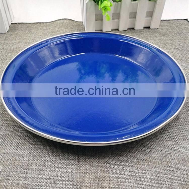 Wholesale 3pcs blue speckled classic enamelware dinner set mugs/bowl/plate for a durable finish