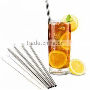 Reusable Straight Drinking Straw, Stainless Steel Beverage Straws with Cleaning Brush for Juice Cocktail Beverage
