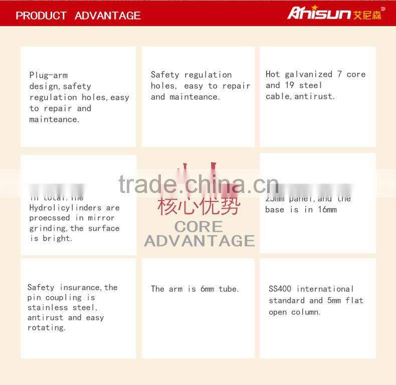 Clear floor portable two post hydraulic car lift price 4000KG