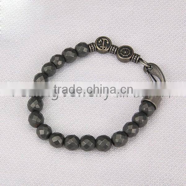Hot sale latest onyx agate bracelet with lion charm for mens jewelry