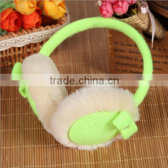 Knit Solid Color Plush Lining Bright Color Earmuffs