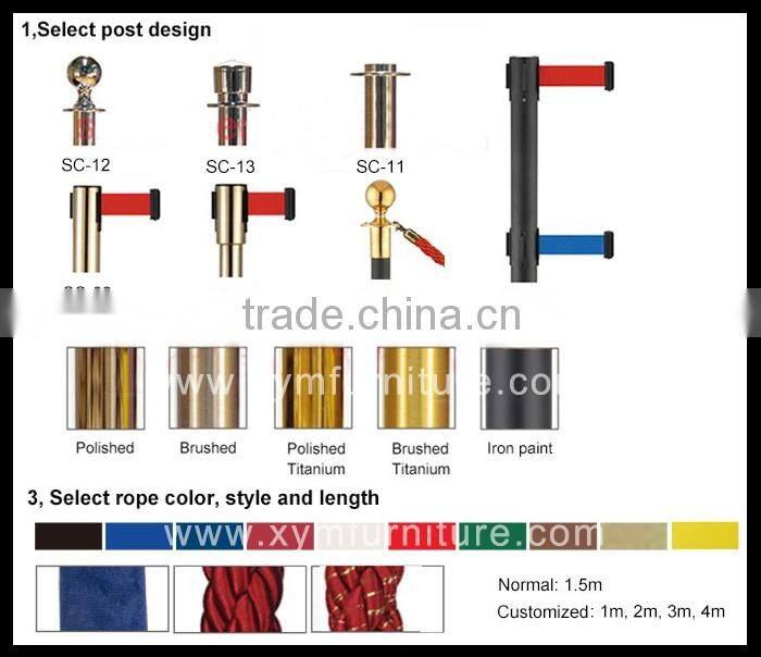 Cheap Polished Rope Barrier Railing Stand Stanchion