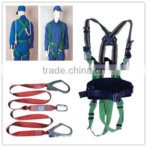 Construction full body harness with lanyard