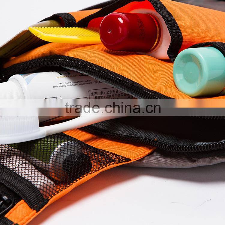 Hanging foldable cosmetic travel wash bag for men and women