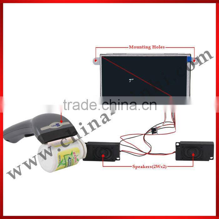 7inch Open Frame hot sex video electric bike player Barcode Reader LCD digital signage Advertising Display