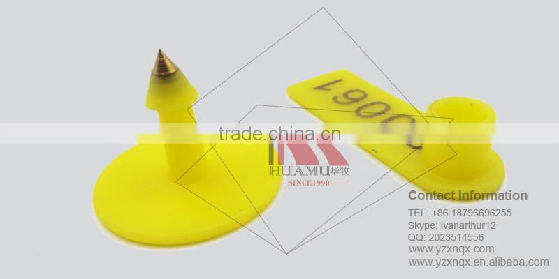 ear tag for buffalo with metal pin and TPU in yellow 50*16 mm