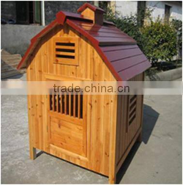 Custom wooden dog house with balcony