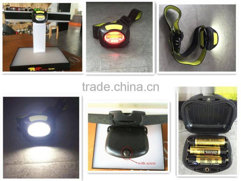 2016 High quality COB 90lm + 3 LED head lamp HL1222