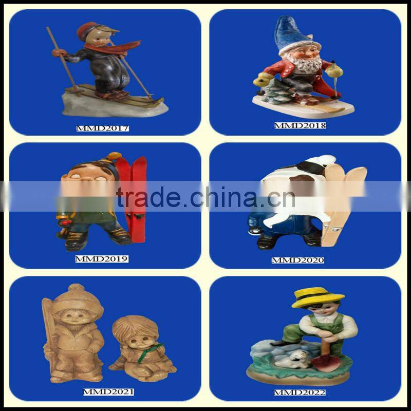 Exquisite Designed So Cute Custom Polyresin Garden Gnome Skier Statue