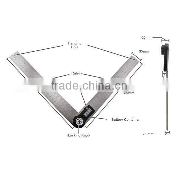 360 degree 600mm + Stable Locking Function/ Portable Stainless Steel 2-in-1 Digital Angle Finder Meter Protractor Ruler