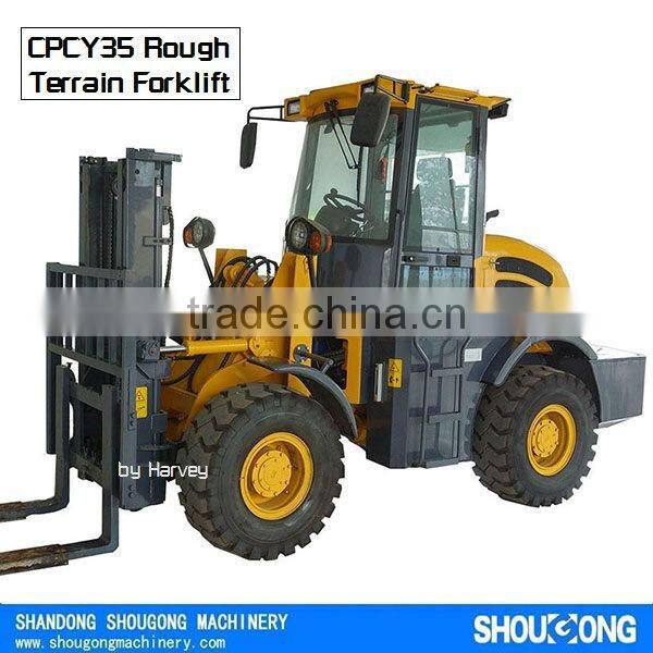 4WD Rough Terrain Forklift CPCY35 4x4 All Terrain Forklift with CE