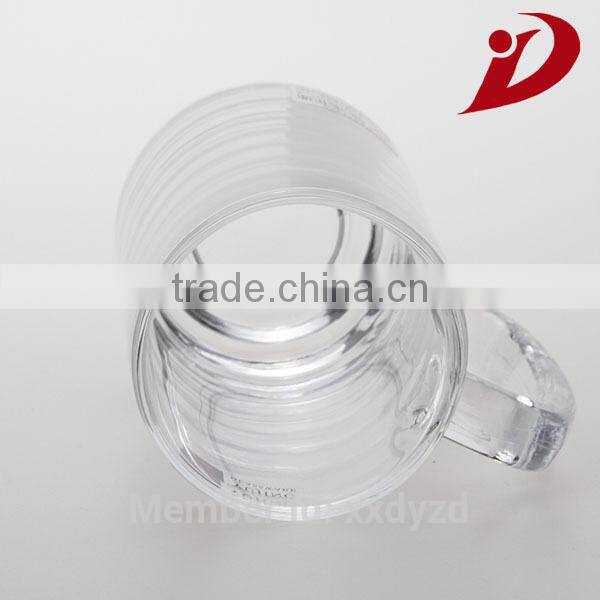 Fancy personalized engraved logo high clear glass tea cup with handle
