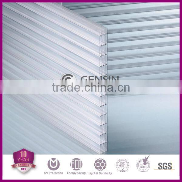 Haining Class A transparent 12mm 6-wall diamond structure polycarbonate hollow sheet 2100*5800mm