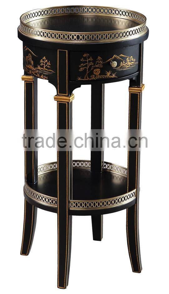 Chinese style solid wood hand painting flower stand