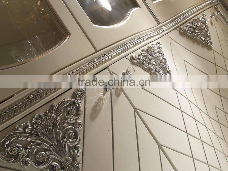 Impressive Louis XVI Style White Color Executive Office Furniture Set, Study Room Executive Table Bookcase and Chair Set