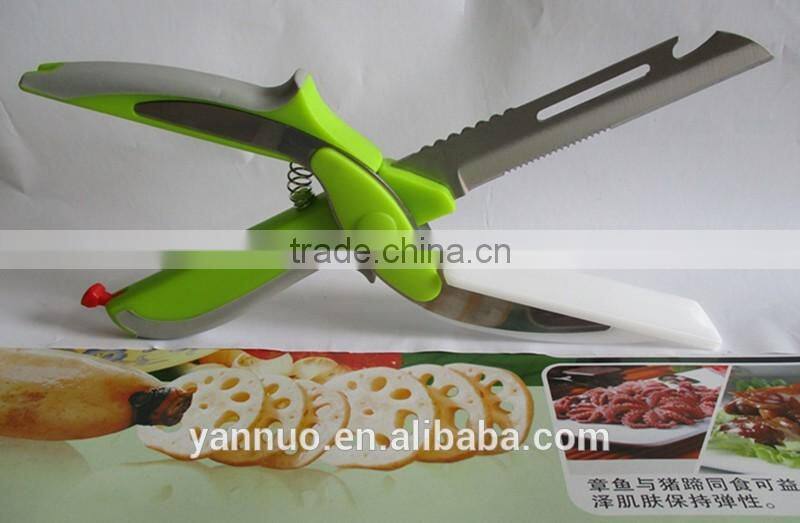 Kitchen Knife with Cutting Board 2 in 1 Universal Knife Food Chopper Food Scissors Slicer Vegetable Chopper