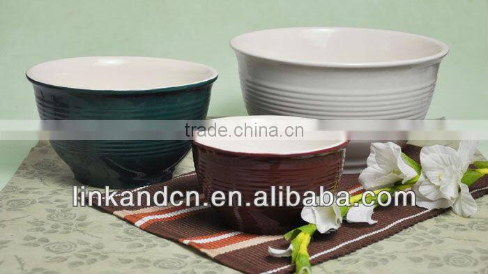 Haonai ceramic shallow bowl flower printing porcelain bowl