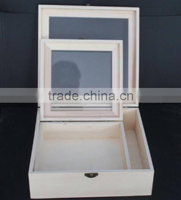 FSC carved decorative fancy wooden candy storage boxes with heart window for christmas gift