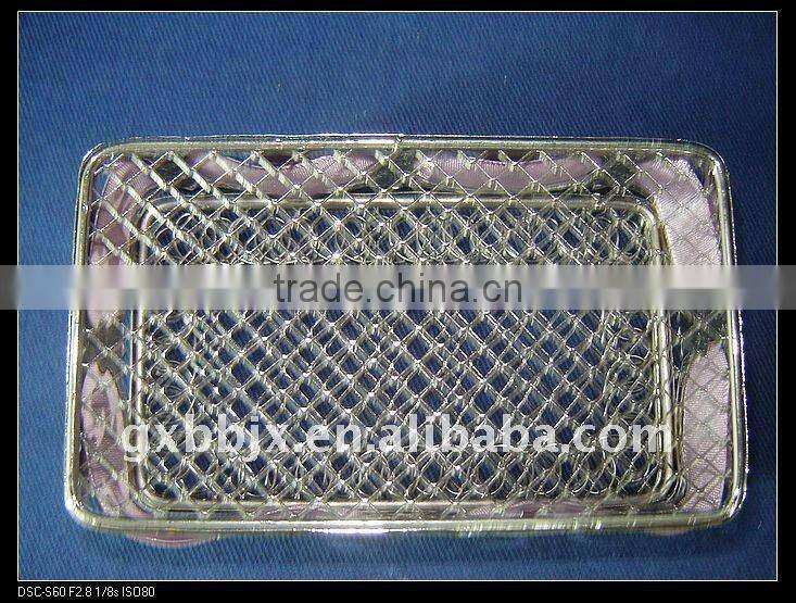 Silver rectangle wire decorative with purple coloured ribbon storage chinese new year gift