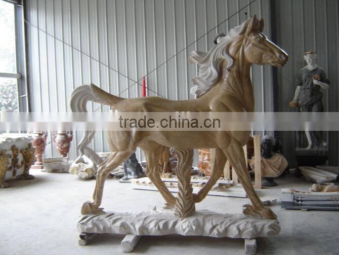 The black marble carving animal horse statue