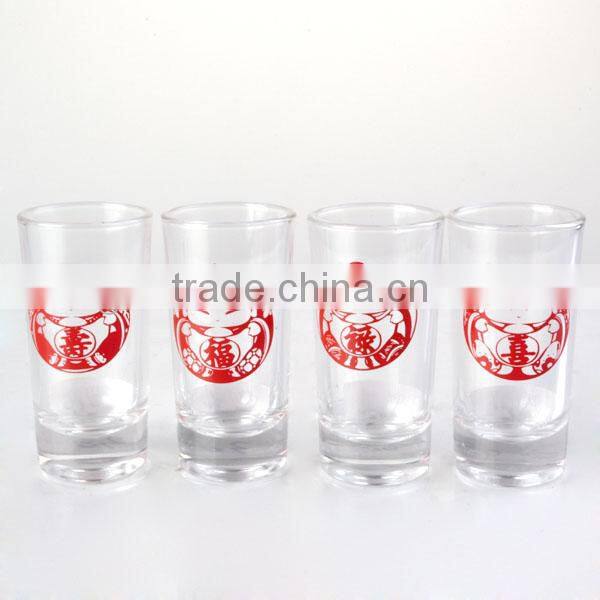 2.5oz newest mini machine made shot glass unmber golden decal with pvc