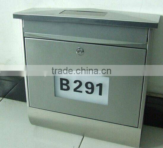 FQ-196 Cast iron metal vertical mailbox stainless steel solar house numbers wall mounted letterbox