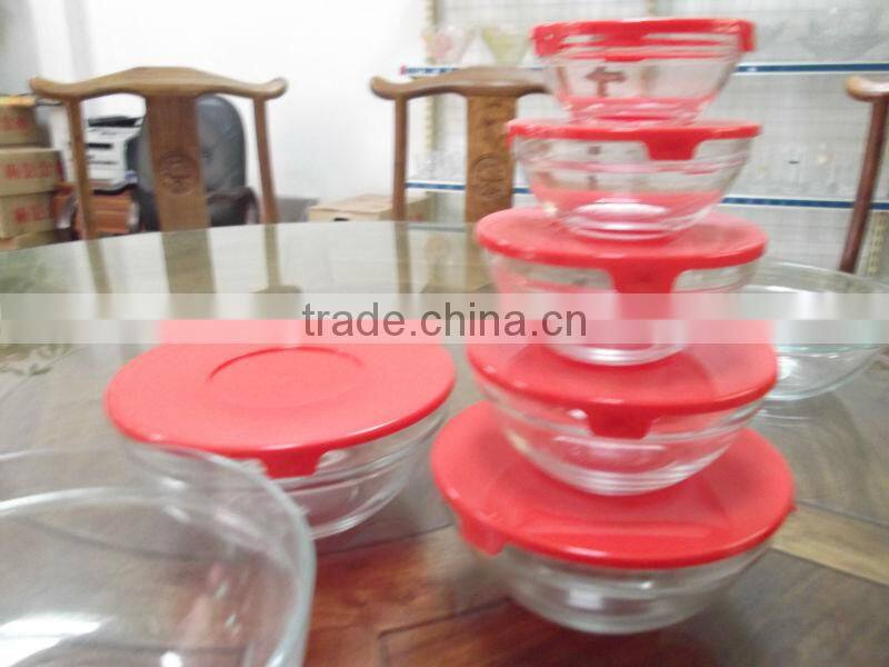 durable transparent glass food storage bowl