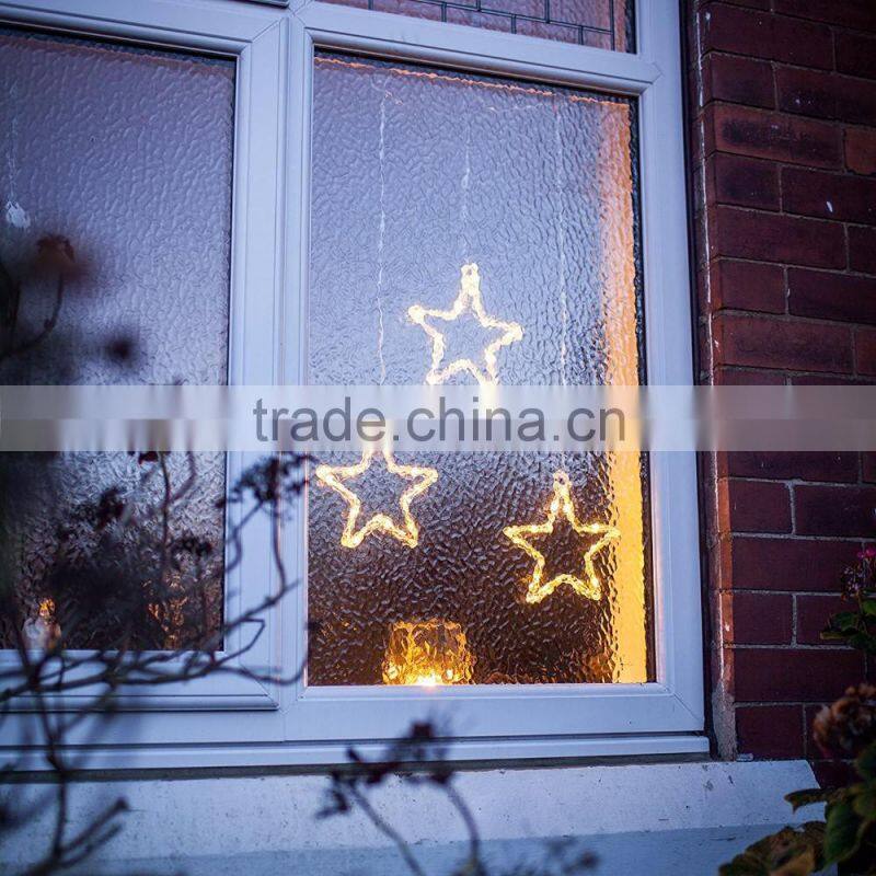 Battery Operated Warm White LED Acrylic Star Hanging Window Light