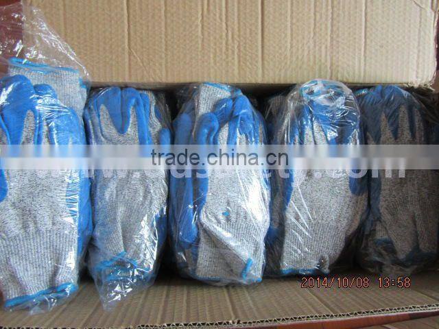 DDSAFETY 2017 Blue Latex Crinkle Coated Cut Resistance Glove