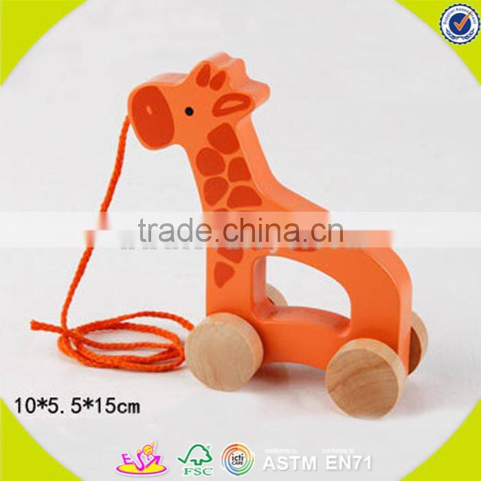 Wholesale brand new blue wooden children pull car toy hot sale wooden pull car toy W05B037