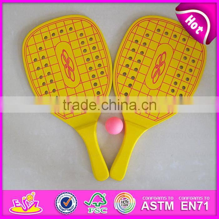 2015 Shot kids Wooden tennis beach Rackets,New Wooden beach rackets with ball,High quality for match beach tennis racket W01A109