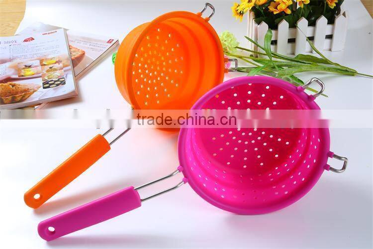 Kitchen tools strainers and colanders collapsible silicone colander