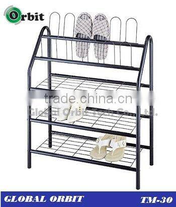 High quality 3-tier simple designs space saving metal storage shoe rack