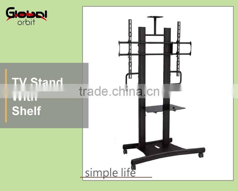 Rotate LCD TV screen holder floor stand cart with adjustable projector rack