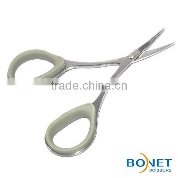SEM0013 3-1/2'' mirror polised blades soft rubber ring handle high quality round/sharp point vibrissa/nose hair scissors