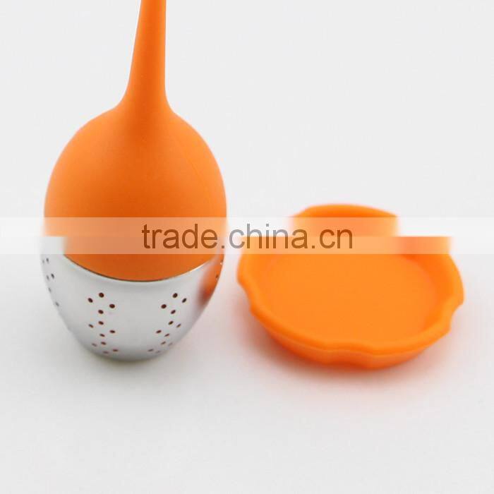 Good Quality Orange Handle Silicone Tea Strainer