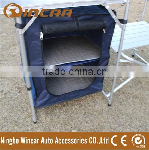 Aluminum BBQ grill table with camp kitchen