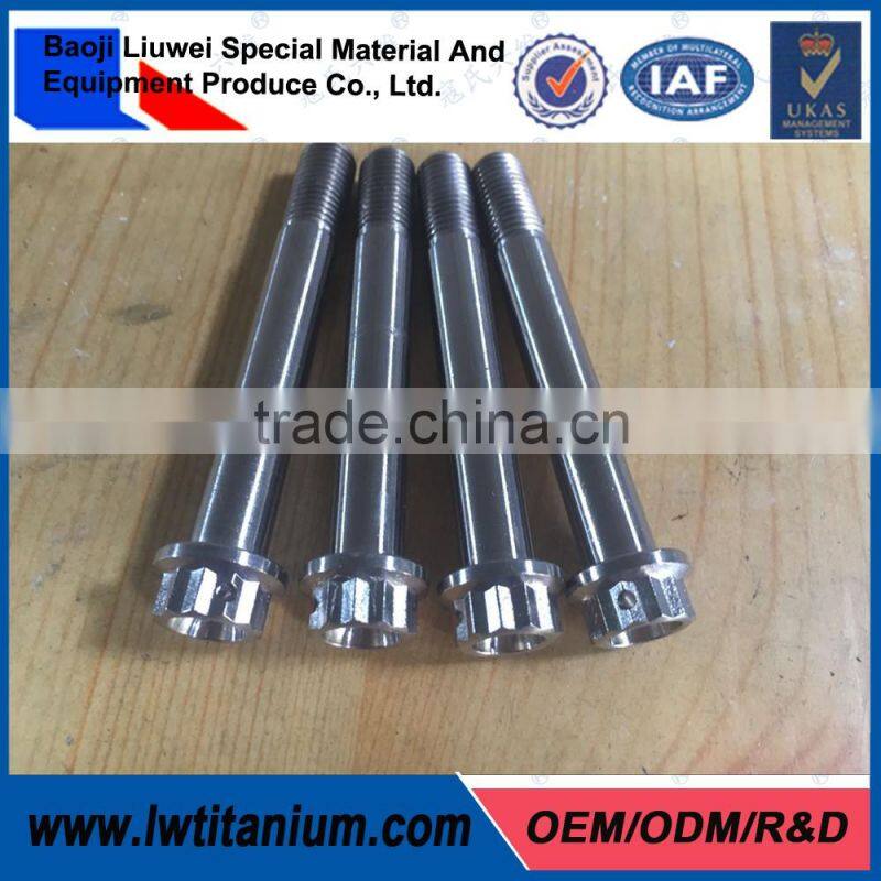 Polished Grade5 12 Point Titanium Rim Screw M7*1.0*24 by LIUWEI