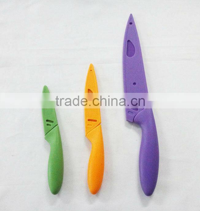 3 pcs telfon kitchen knife set with PP sheath