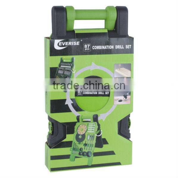 87pcs combination drill bit set in blow mold case