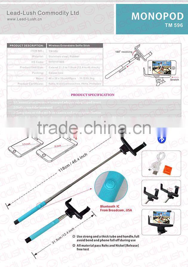 Bluetooth selfie stick , wireless selfie monopod