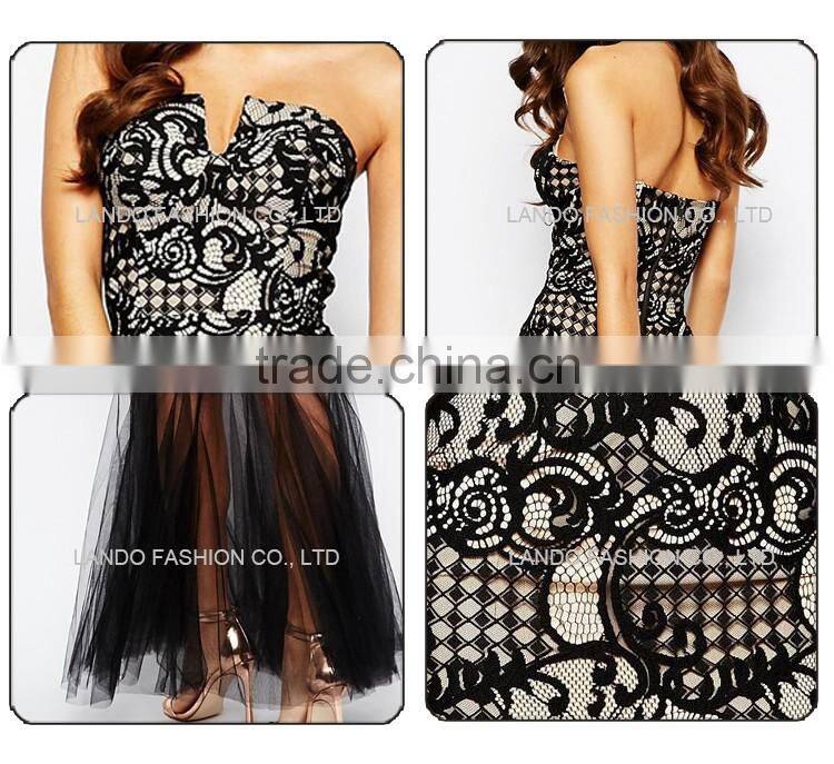 Hup classy evening dress Sexy sweetheart porn dress 2016 long evening fish cut lace dress with tulle bottom