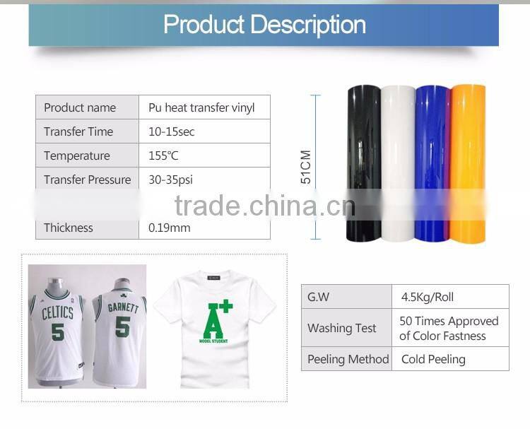 Guangzhou wholesale sticky PU heat transfer vinyl for textiles fast delivery